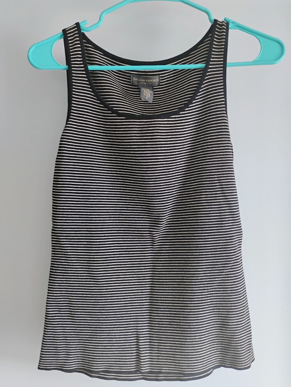 Banana Republic Black and White Striped Scoop Neck Tank